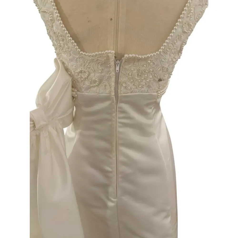 Vintage Mori Lee Wedding gown dress Madeline Gardner tmless bridal 90s luxe sz 4 - Picture 14 of 16